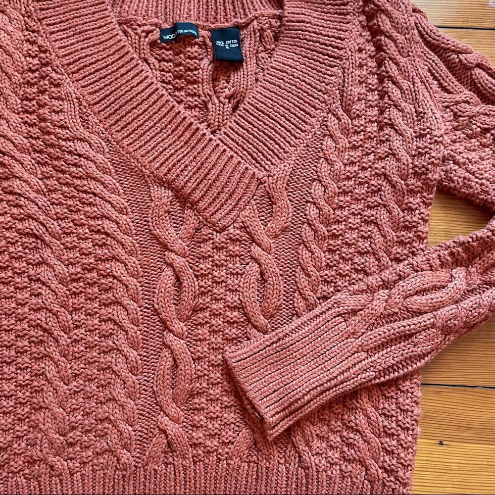 MODA International Orange Chunky Knit Sweater - Picture 6 of 7